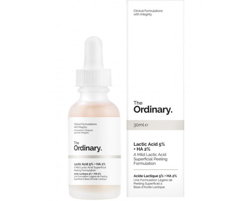 The Ordinary, Отшелушивающая сыворотка  Lactic Acid 5% + HA 2%, Сыворотка-пилинг с молочной кислотой, 30 ml 