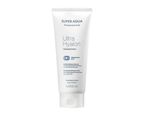 Missha Увлажняющий очищающий крем с 10 видами гиалуроновой кислоты Super Aqua Ultra Hyalron Cleansing Cream, 200 ml 