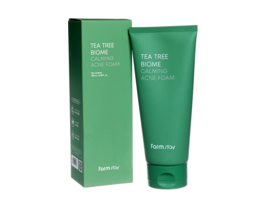 FarmStay Успокаивающая пенка для проблемной кожи с чайным деревом Tea Tree Biome Calming Acne Foam, 180 мл 