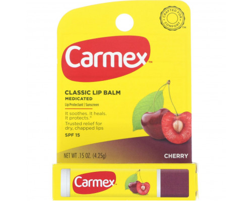  Carmex, Daily Care Fresh Cherry Lip Balm, SPF 15 Бальзам для губ с ароматом вишни, 4.25гр 