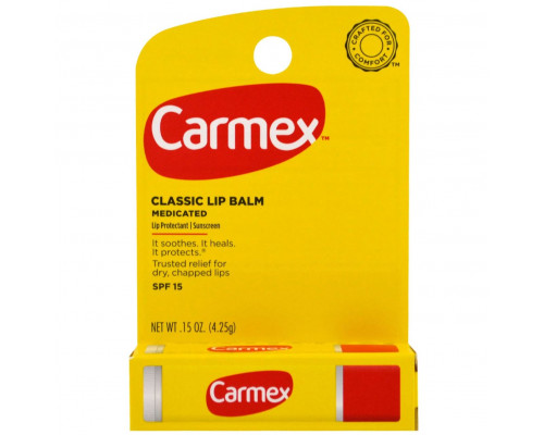 Carmex Classic Lip Balm Medicated Stick SPF 15 - Лечебный бальзам для губ , 4.25 g