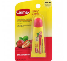 Carmex, Daily Care, Moisturizing Lip Balm, Strawberry SPF 15 - Бальзам-блеск для губ с ароматом клубники,, 10 g