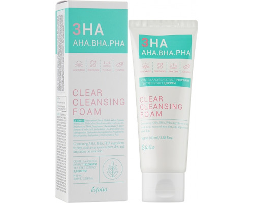 Esfolio Очищающая пенка для лица 3HA Clear AHA BHA PHA, 100 мл